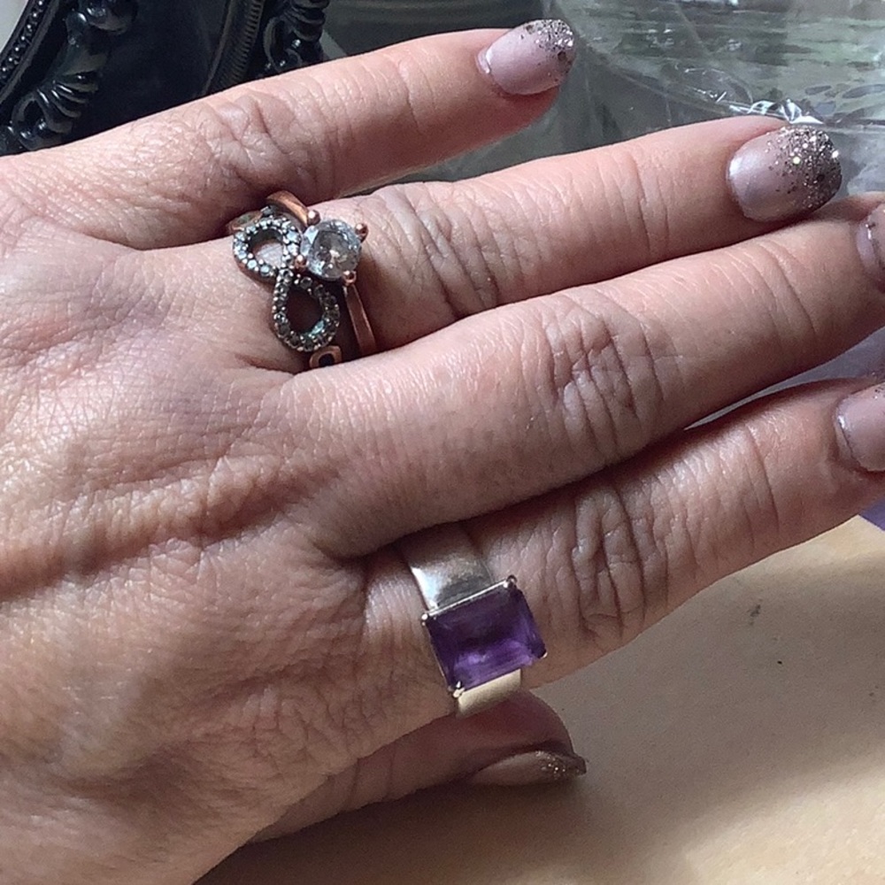Turkish CZ ring Interchangeable looks sz 6.5 Newly 14 kt. gold-plated.